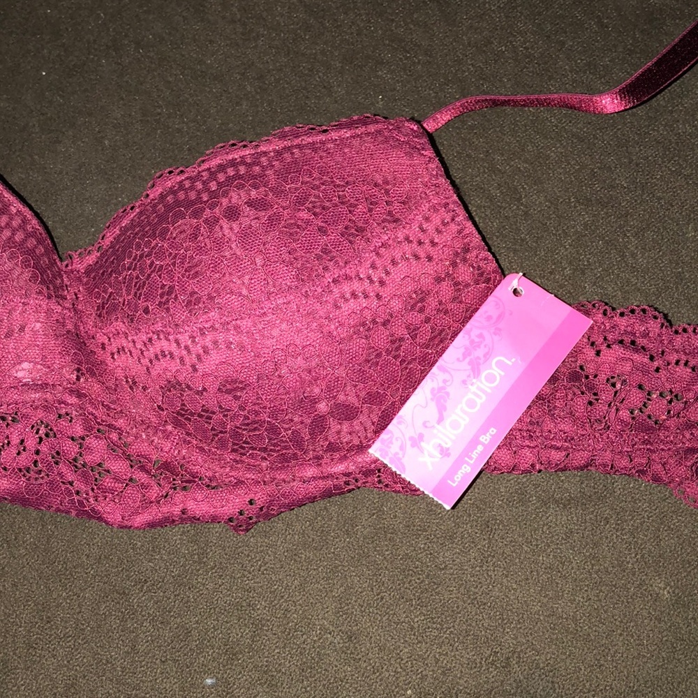 Burgundy lace bra